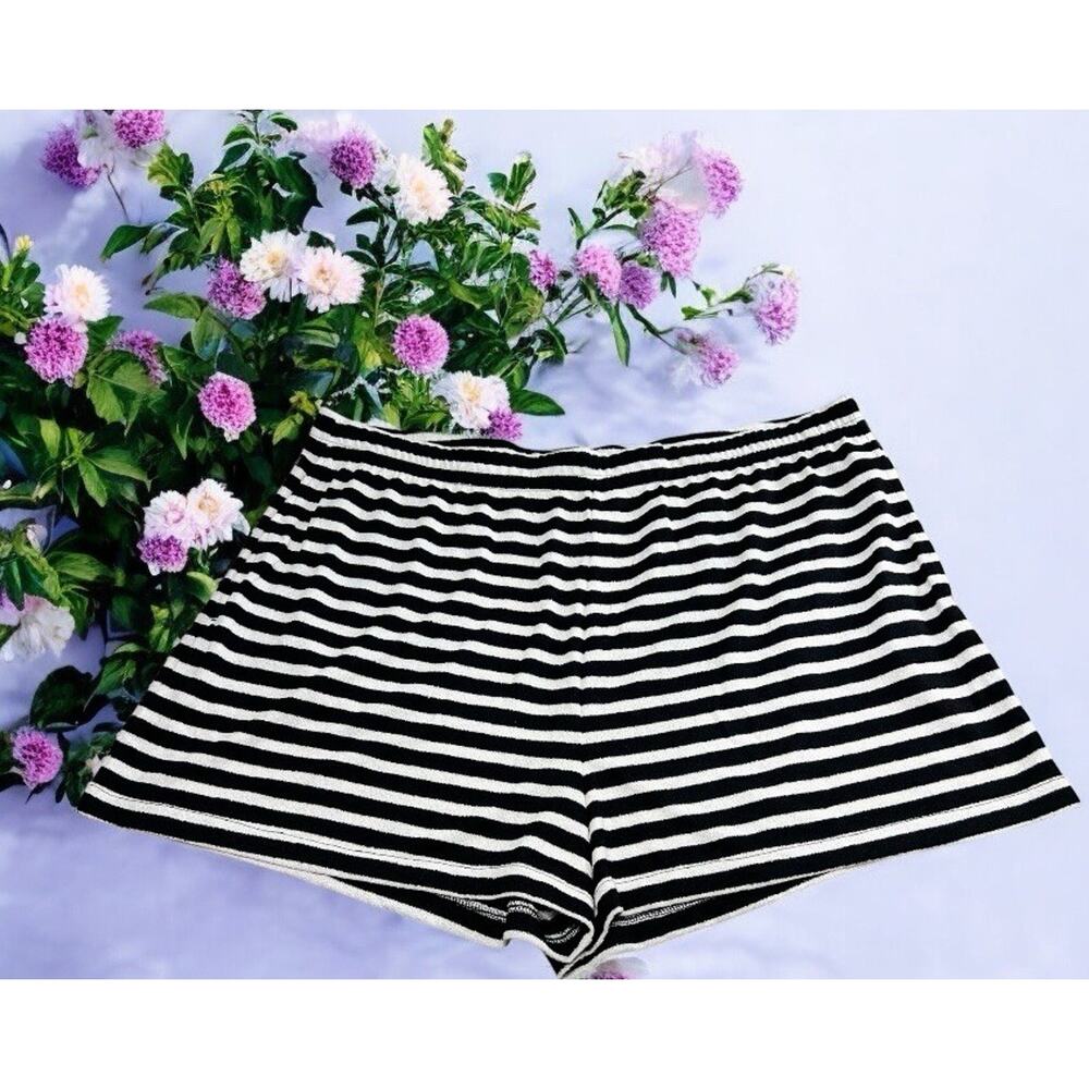 H&M Jersey Shorts Women's Sz XXL Black White Striped Pockets Stretch 3" Inseam